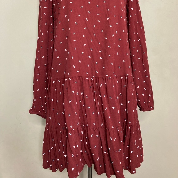 Loft Burgundy High Neck Swing Mini Dress - Picture 4 of 4